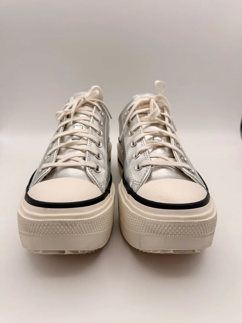 CONVERSE Chuck Taylor All Star Lift Platform Metallic Silver Sneakers Size 11 - Picture 4 of 11